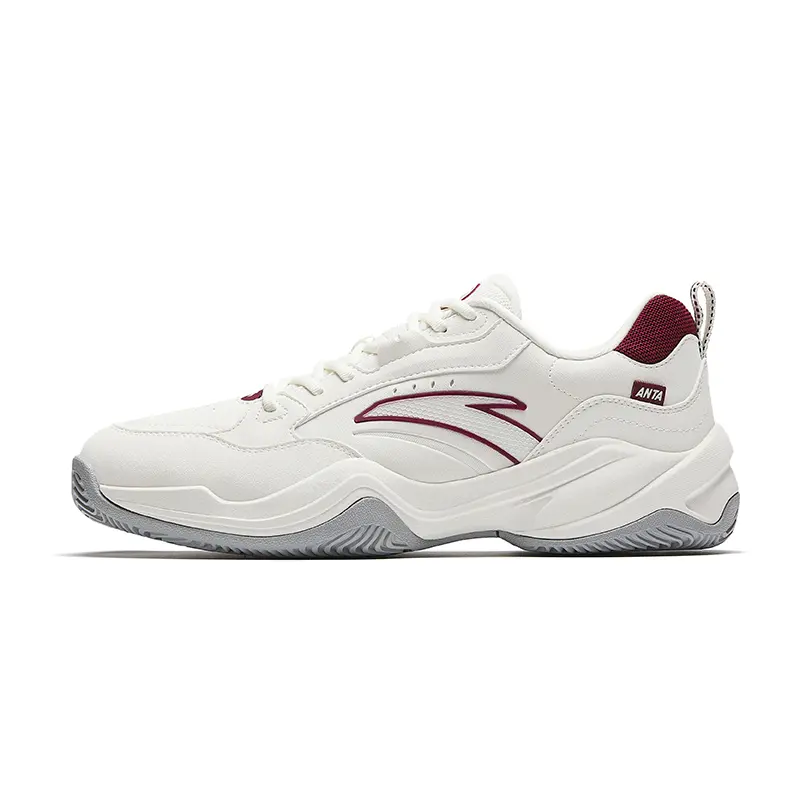 Anta Cushioning, Wear Resistant Low top Tennis Shoes Men's Ivory White Rose Red