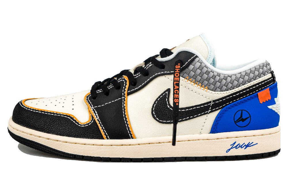 Jordan Air Jordan 1 RISK Lightning Blue Abrasion Resistant Low Top Vintage Basketball Shoes Men's Black Blue