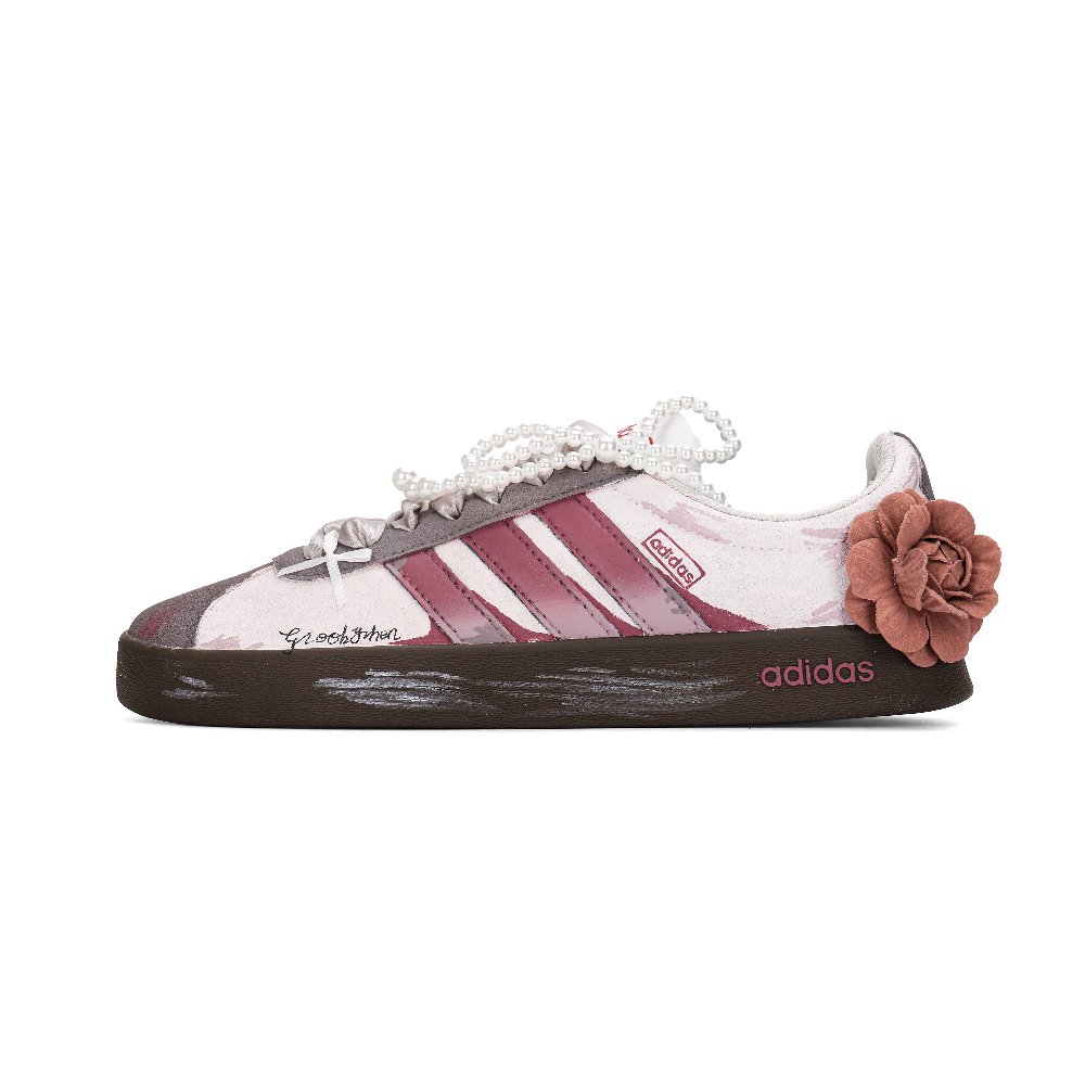 Adidas VL COURT 2.0 Fleeting Life's Echoes Cushioning, Wear Resistant Low Top Skateboard Shoes Unisex Rose Red