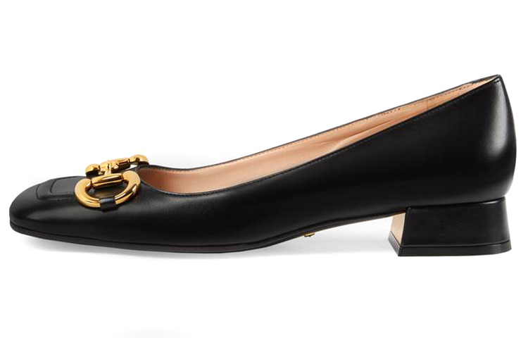 GUCCI Horsebit Ballet Flat Black Leather Women's