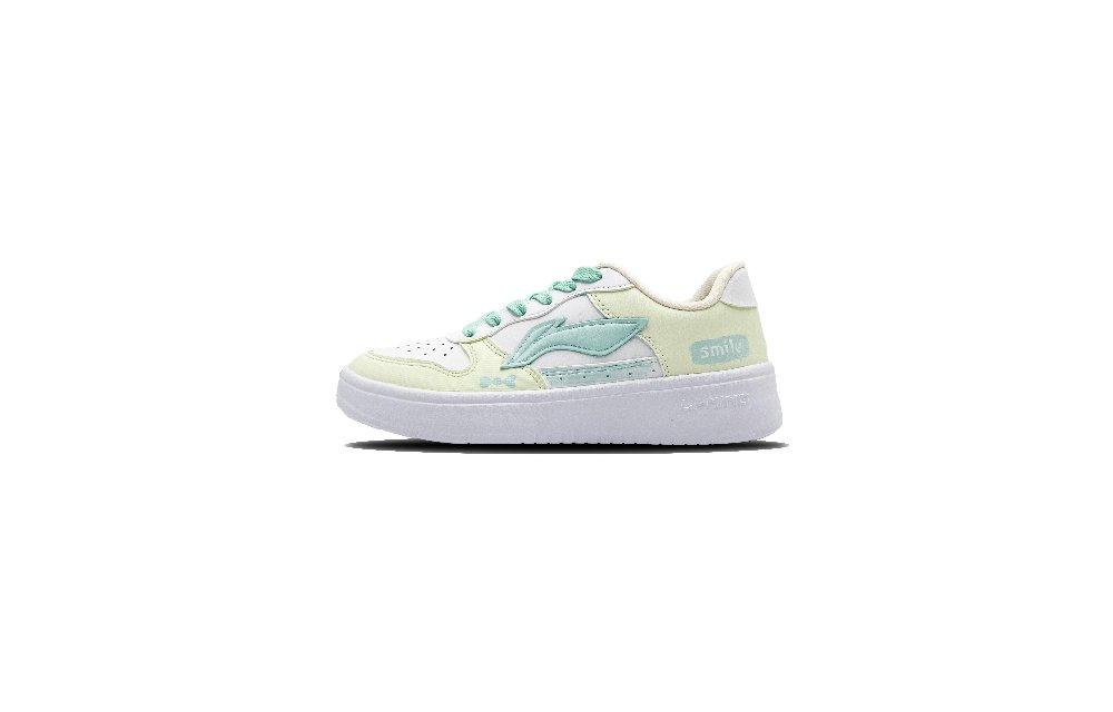 LiNing Pontoon Boats Slip Resistant And Abrasion Resistant Coverage Low Top Skateboard Shoes Women's White Green Yellow