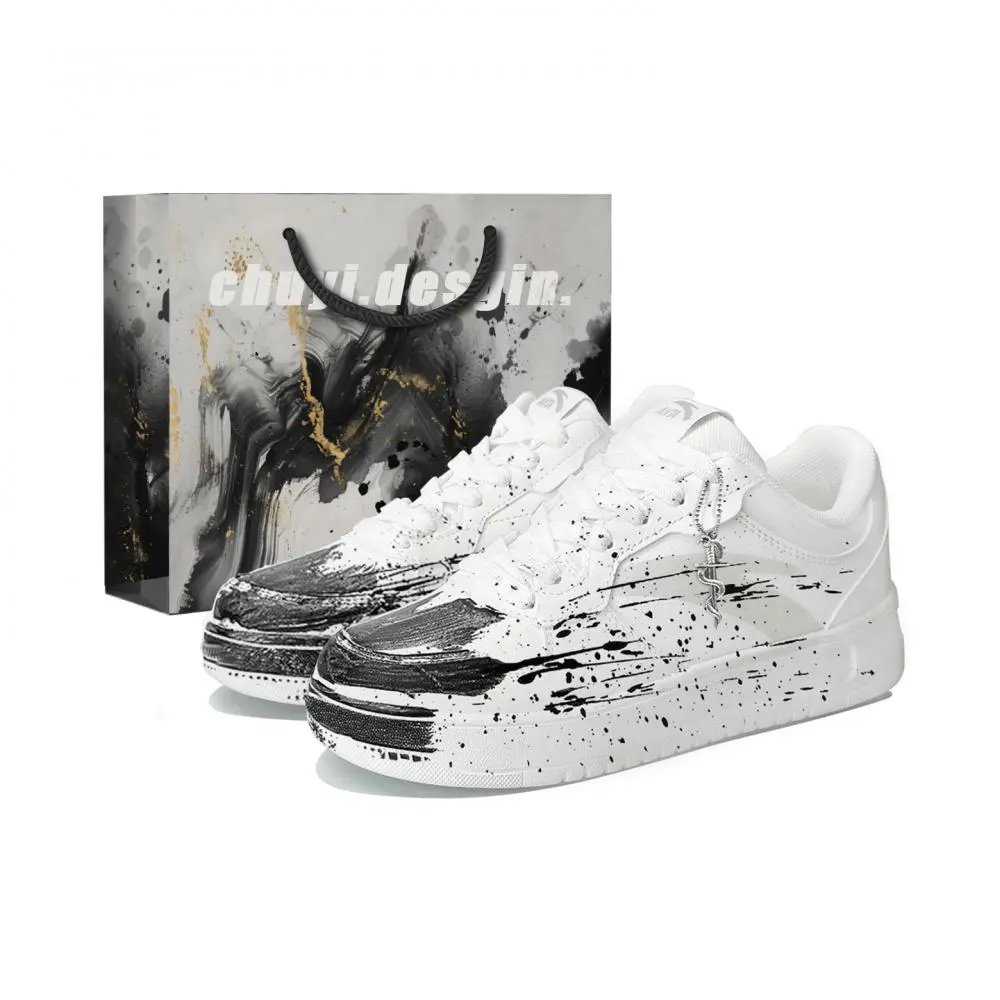 Anta Relaxed Cushioning, Wear Resistant Low top Skateboard Shoes Unisex White Black