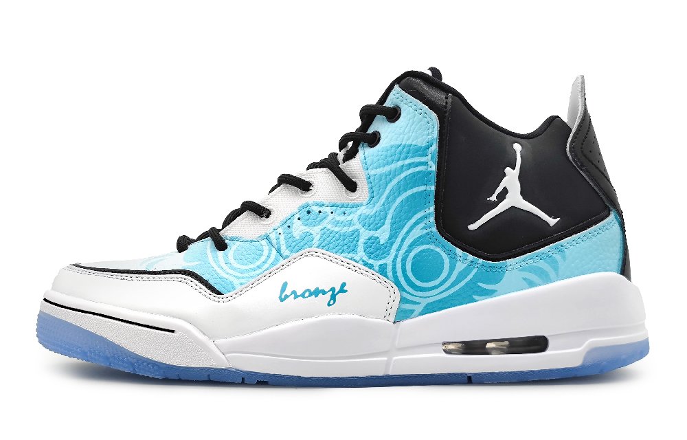 Jordan Courtside 23 Anti-Slip Wear-Resistant Mid-Top Vintage Basketball Shoes GS Cyan
