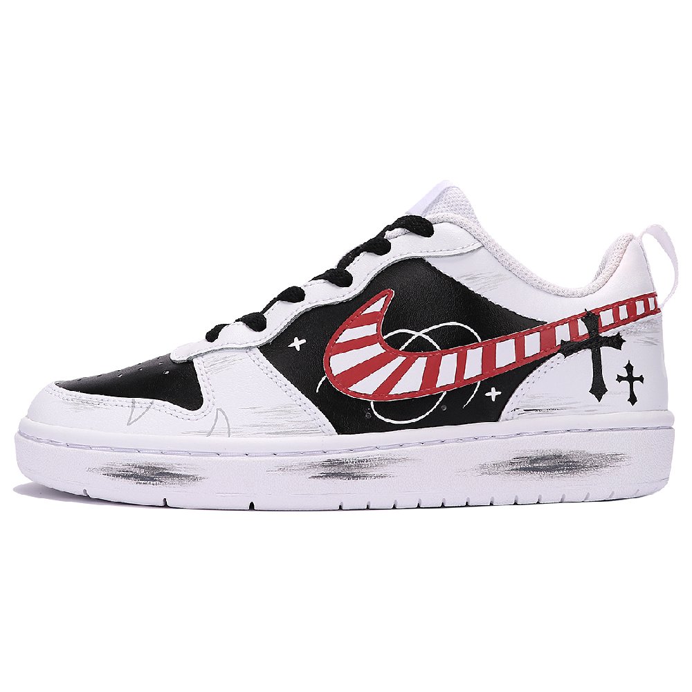 Nike Court Borough Low-Top Skateboard Shoes GS White Black