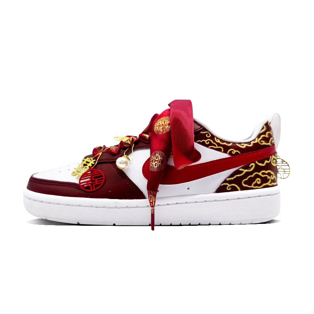 Nike Court Borough Low 2 Anti-Slip And Wear-Resistant Balance Low-Top Skateboard Shoes Women's Red
