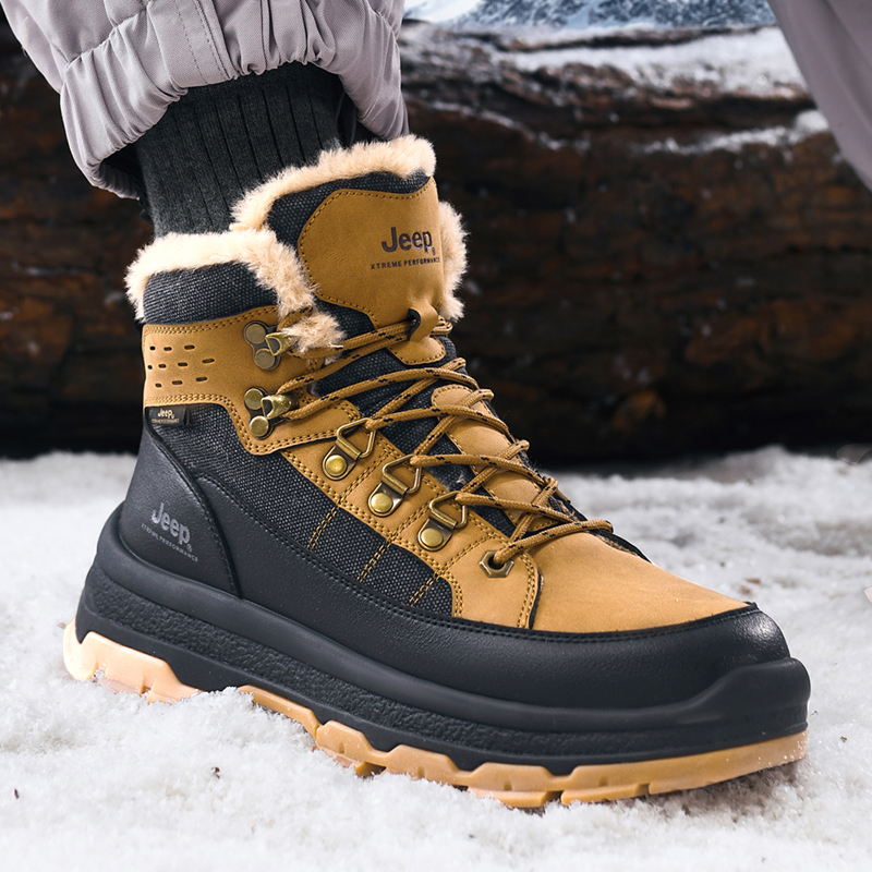 Jeep Warm Wear-Resistant Height Increasing Slip-Resistant Coverage Short Snow Boots Men's Brown купить в интернет-магазине Yoocart с быстрой доставкой по России.