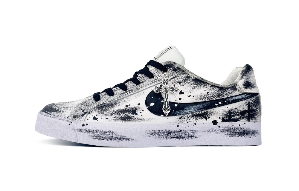 Nike Court Royale Slip Resistant Low top Skateboard Shoes Unisex Black White