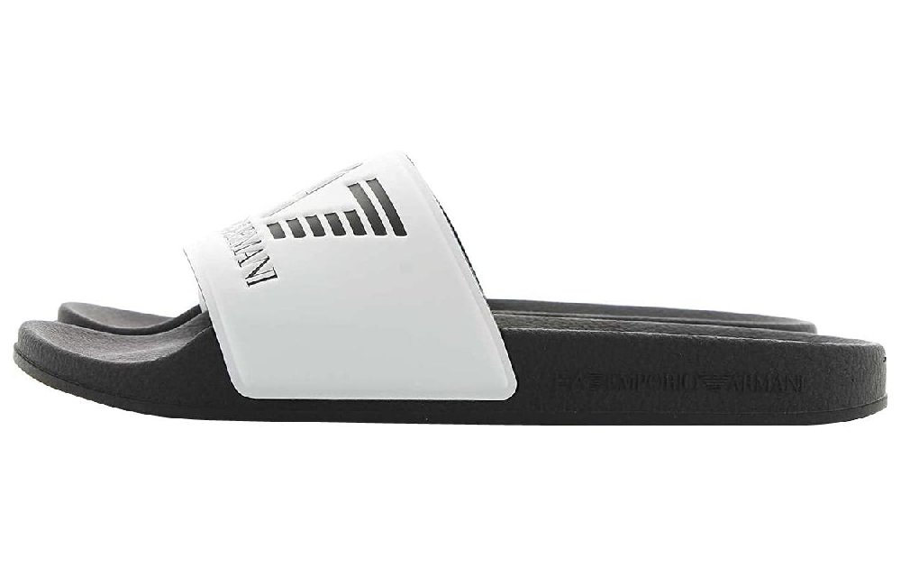 EMPORIO ARMANI Rubber Sole Slide Slippers Men's Black White