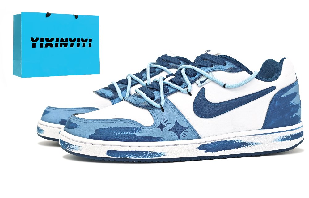 Nike EBERNON Abrasion Resistant Low Top Skateboard Shoes Men's Blue