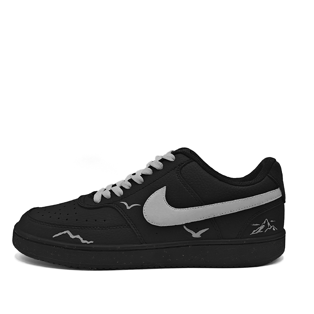 Nike Court Vision Non-slip Lightweight Low-Top Skateboard Shoes Unisex Black Gray Color