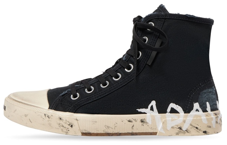 Balenciaga Paris High Top Graffiti Stylish Skateboarding Shoes Women's Black