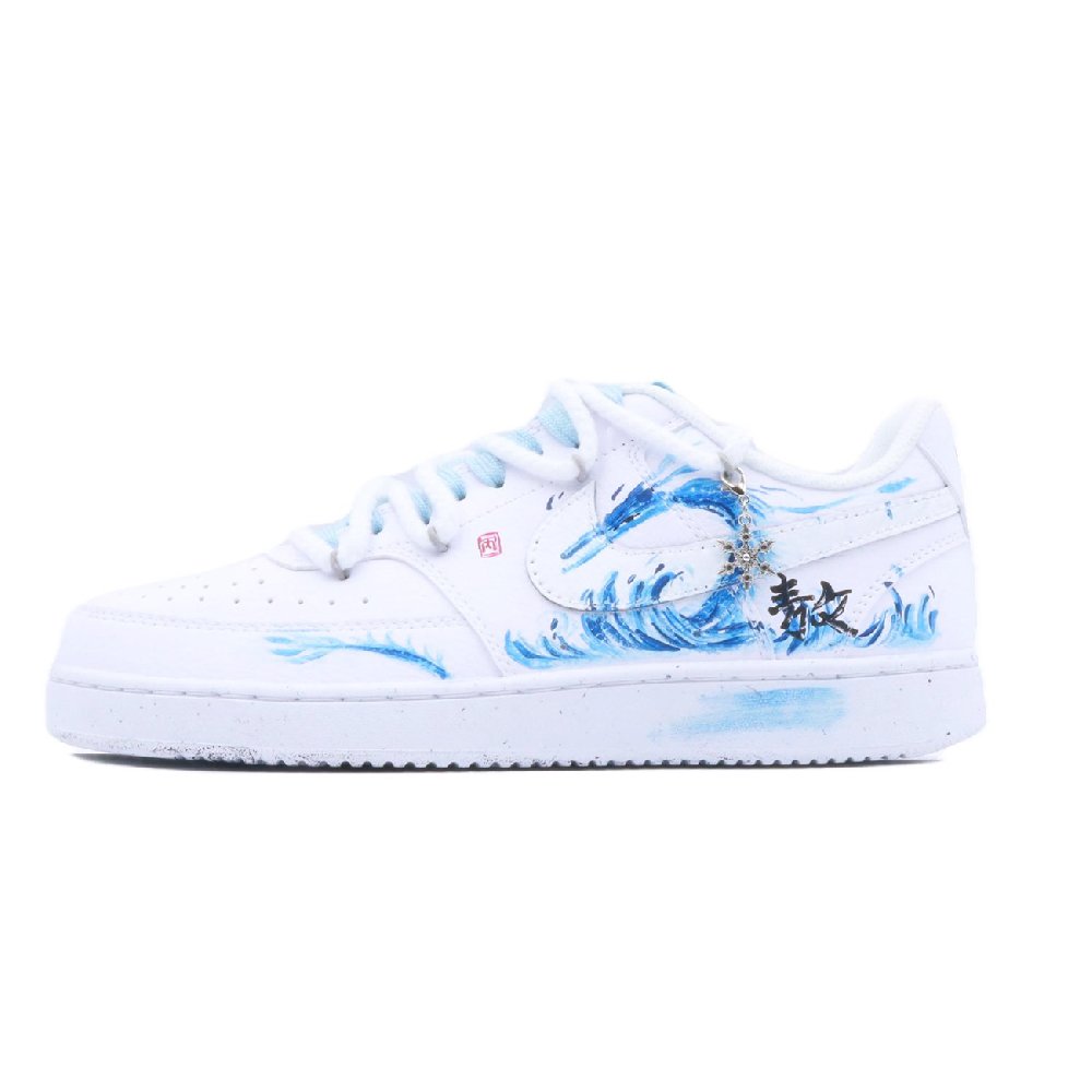 Nike Court Vision 1 Anti Slip Wear Resistant Low Top Skateboard Shoes Unisex Blue