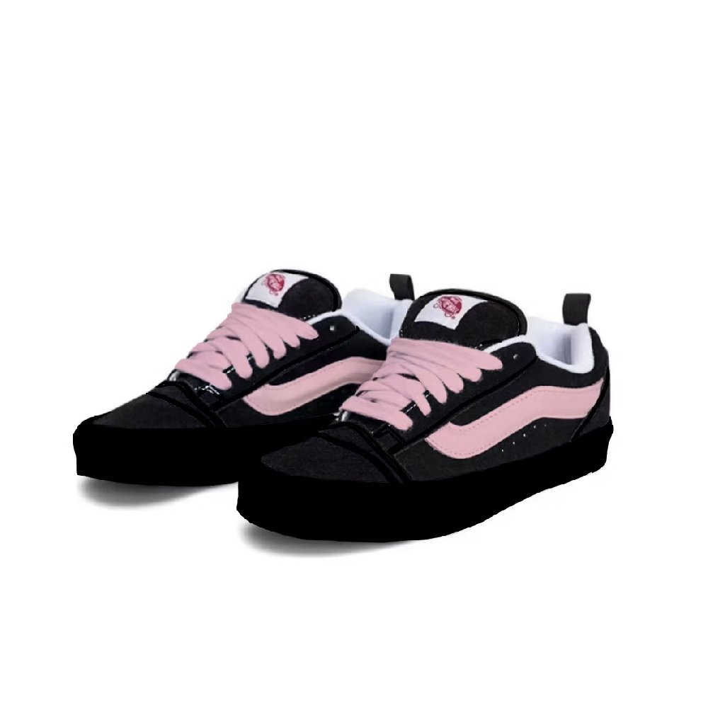 Vans Knu Skool Coverage Slip Resistant Cushioning Abrasion Resistant Low Top Skateboard Shoes Unisex Black Pink