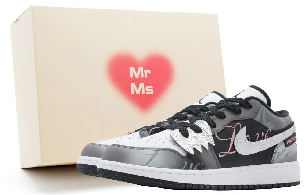 Jordan Air Jordan 1 Low Cushioned Slip-Resistant Low-Top Vintage Basketball Shoes Men's Silver Gray