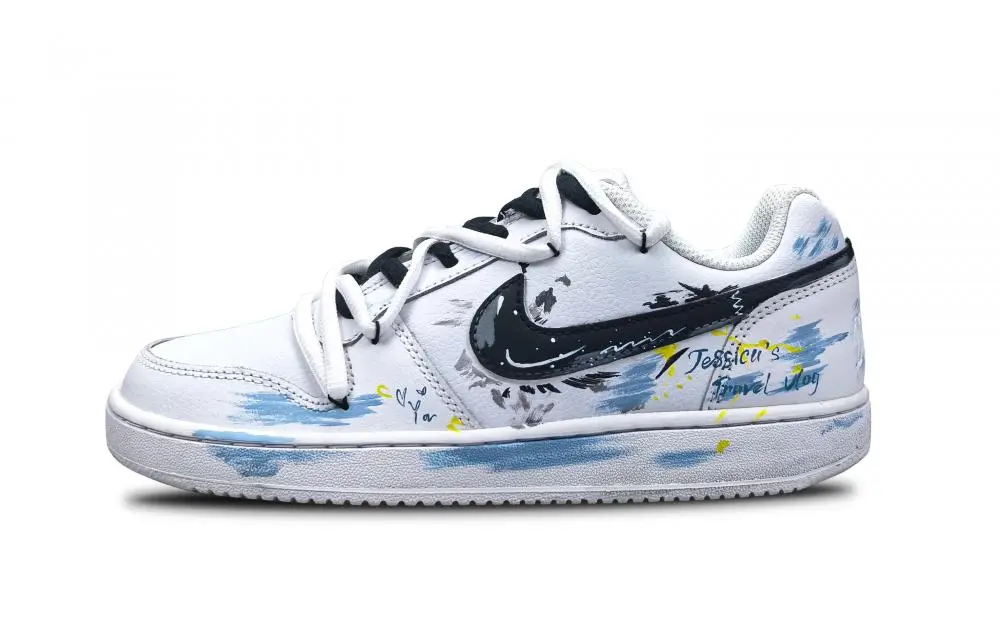 Nike EBERNON Funi Ink Wave Coverage Low top Skateboard Shoes Women's Sky Blue