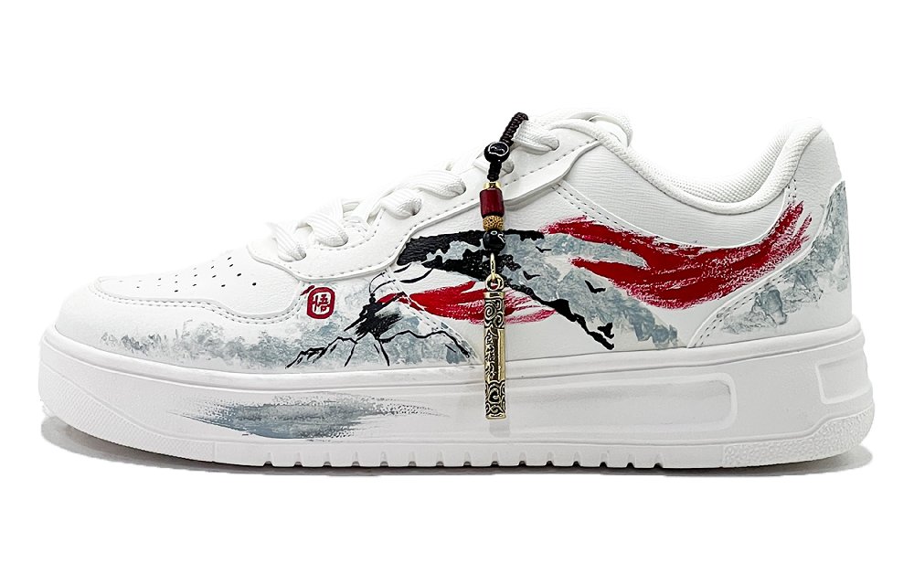 Anta Anti Slip Wear Resistant Low Top Skateboard Shoes Men's White Black Red