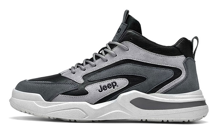 Jeep Abrasion Resistant Mid Top Casual Shoes Men's Black Gray