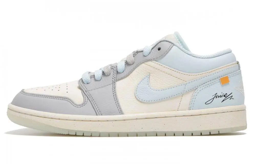 Jordan Air Jordan 1 Abrasion Resistant Low top Vintage Basketball Shoes Unisex Beige Blue