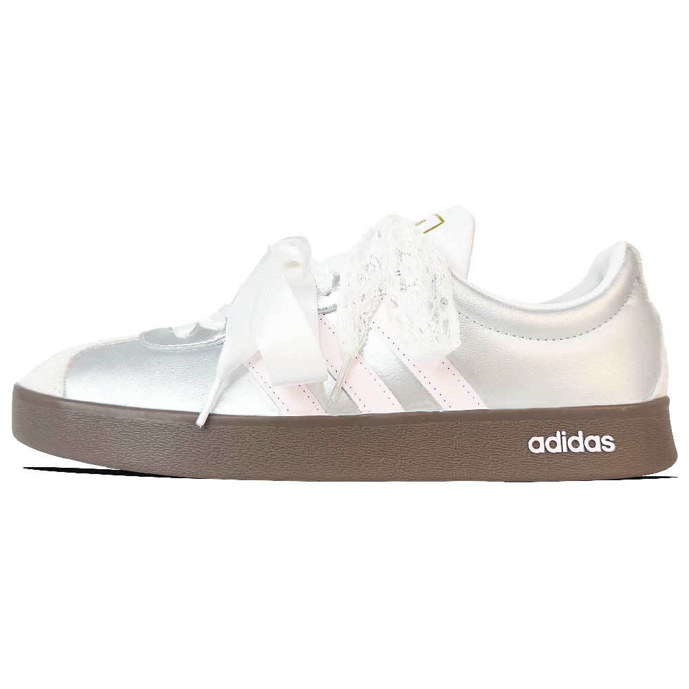 Adidas Neo VL Court 2.0 Abrasion Resistant Low Top Skateboard Shoes Unisex Silver White