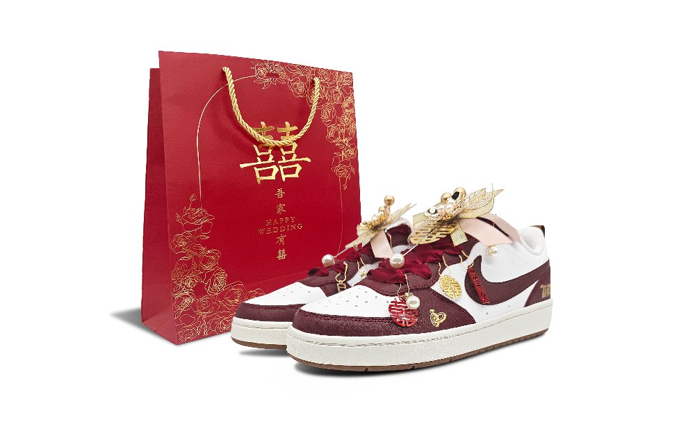 Nike Court Borough Gs Joyful And Delighted Anti Slip Wear Resistant Low Top Skateboard Shoes Women's Red White