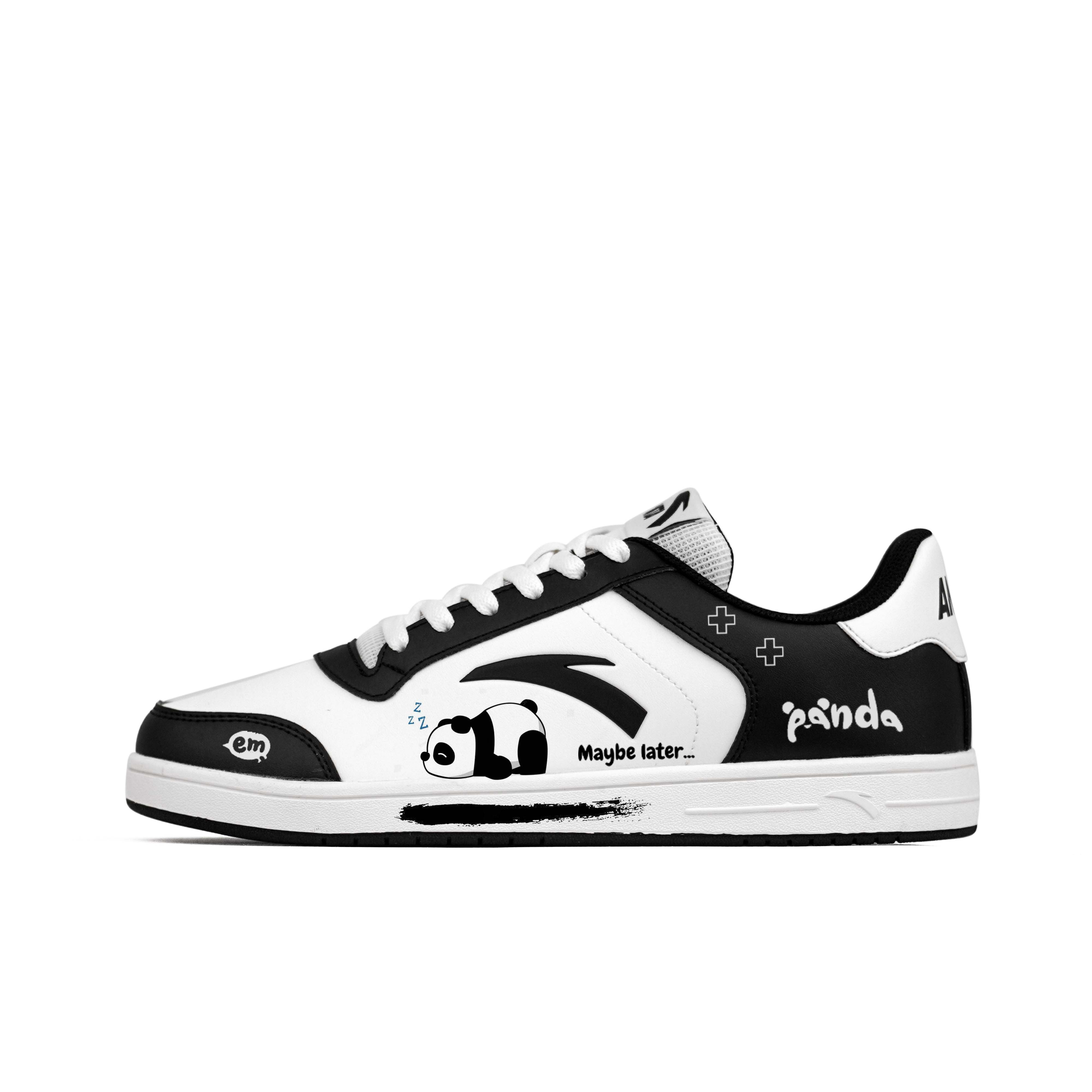Anta Classic Abrasion Resistant Slip Resistant Low top Skateboard Shoes Men's Black White