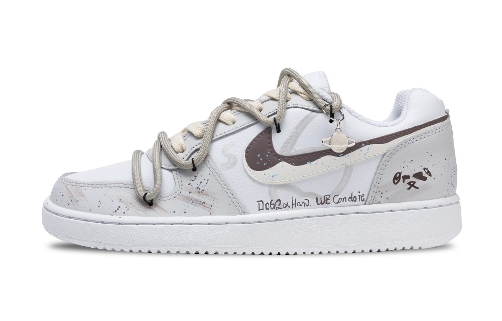 Nike EBERNON Brown Pup Slip-Resistant Cushioning Abrasion-Resistant Low-Top Skateboard Shoes Women's White Brown