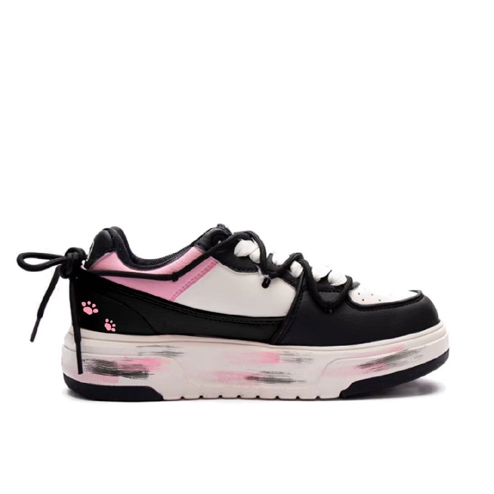 MLB Chunky Liner Blackhearted Kitten Anti Slip Wear Resistant Low Top Skateboard Shoes Unisex Black Pink
