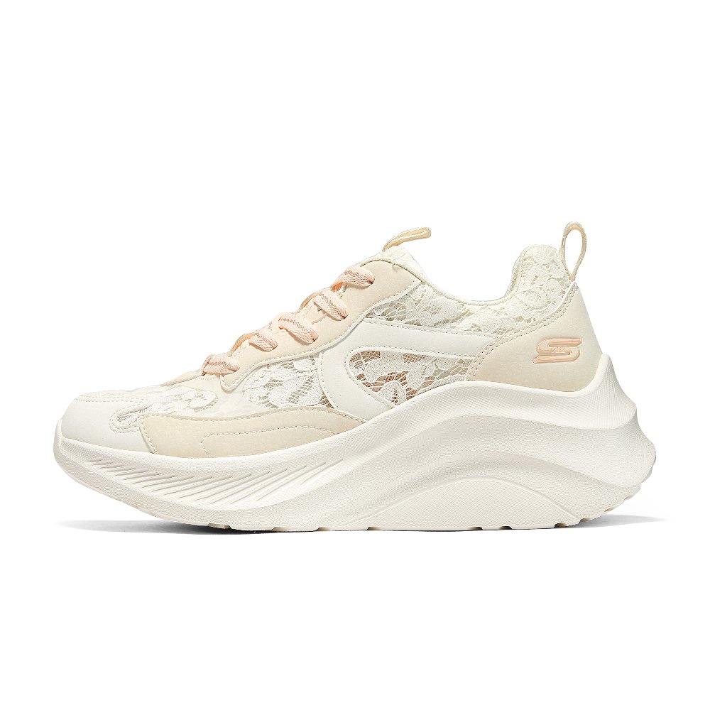 Skechers Cake Shoes Height Increasing Abrasion Resistant Breathable Low Top Chunky Sneakers Women's Beige Pink
