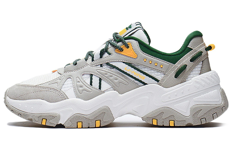LINING Casual Shoes Men's Low top Mist White/Bud Yellow Gray/Estate Green