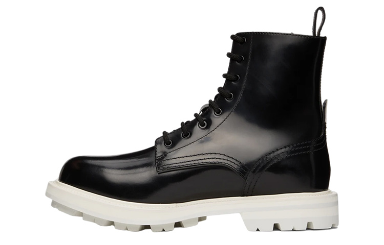 Alexander McQueen Shiny Liquid Spazzol Ankle Boots Men's Black Gray White