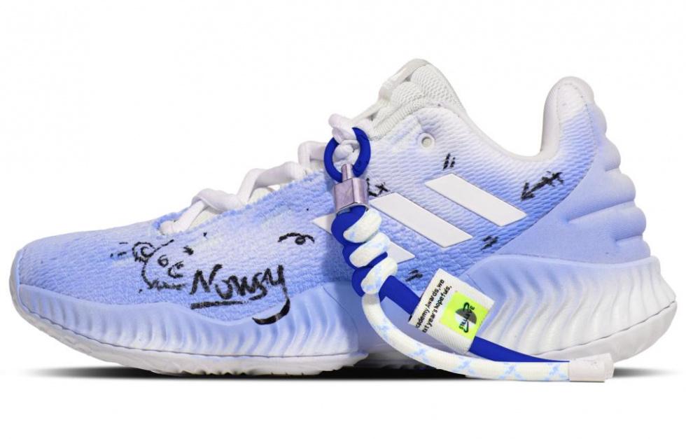 Adidas Pro Bounce 2018 Trendy Style 3 Cushioning Anti-Slip And Wear-Resistant Low-Top Basketball Shoes Men's Blue White