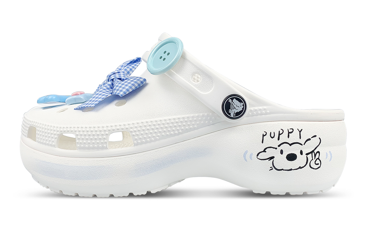 Crocs Classic Platform Clog Classic Cloud Clog Vintage Clogs Women's White Blue