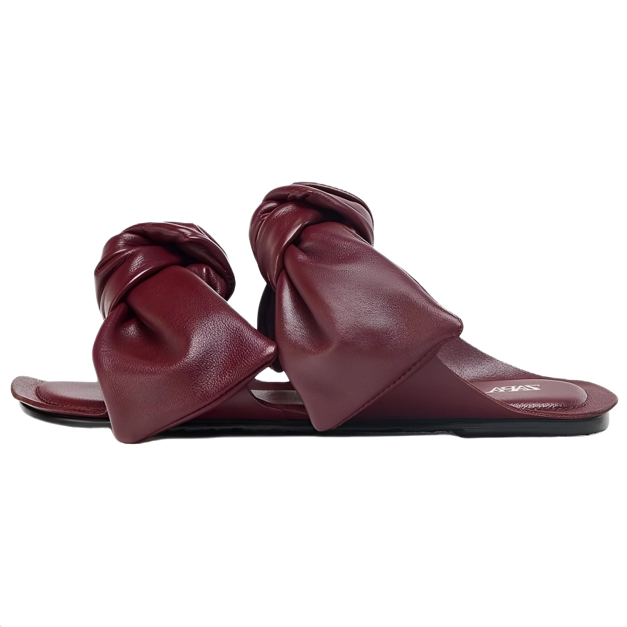 ZARA Abrasion Resistant Slide Slippers Women's Dark Red Color