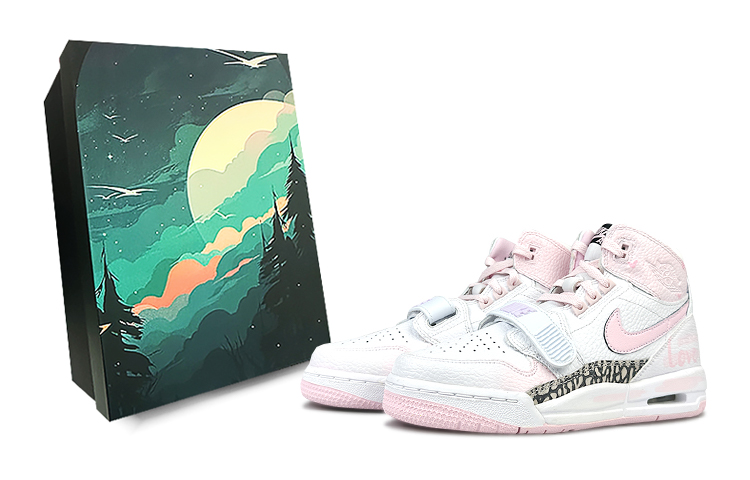 Jordan Legacy 312 Cushioning Anti-Slip And Wear-Resistant High-Top Vintage Basketball Shoes Women's Pink White