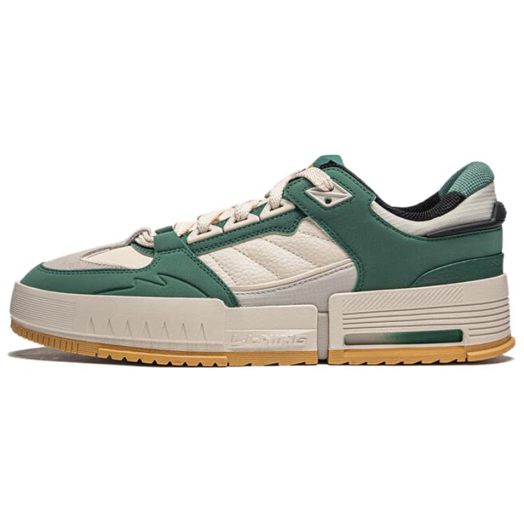 LiNing Li Cheng Cushioning Wear-Resistant Low-Top Skateboard Shoes Men's White Green