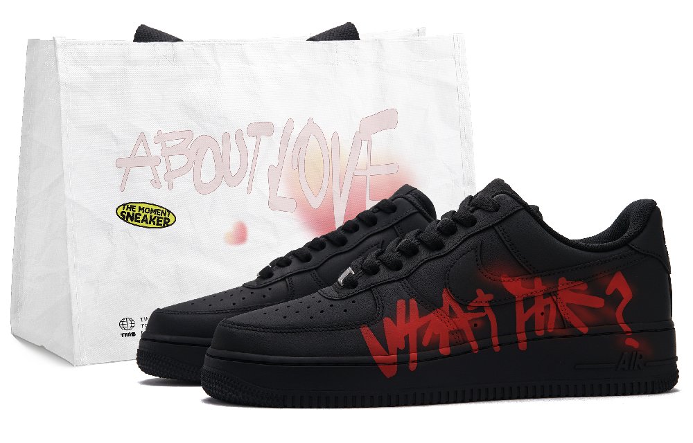 Nike Air Force 1 Low Top Skateboard Shoes Unisex Black Red