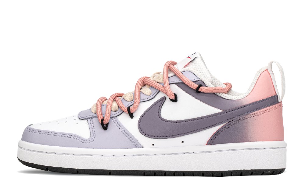 Nike Court Borough Anti Slip Wear Resistant Low Top Kids' Skateboarding Shoes Pink Purple