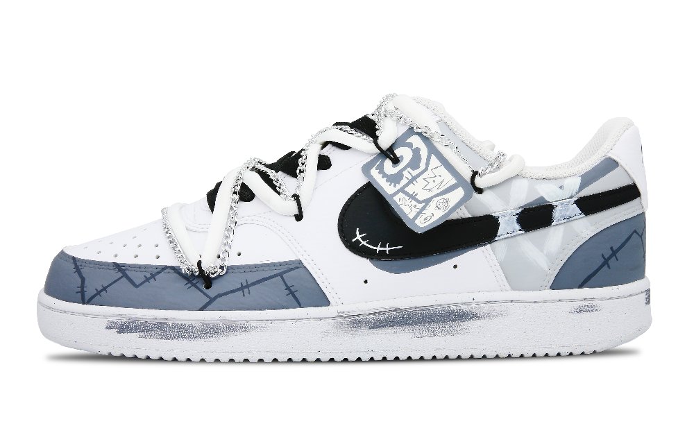 Nike Court Vision 1 Low-Top Skateboard Shoes Men's White Blue