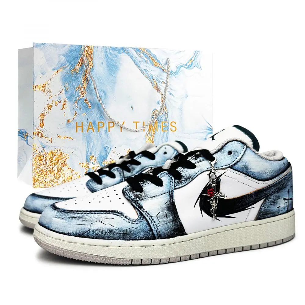 Jordan Air Jordan 1 Erosion Moon Cross Abrasion Resistant Low top Vintage Basketball Shoes Unisex White Blue