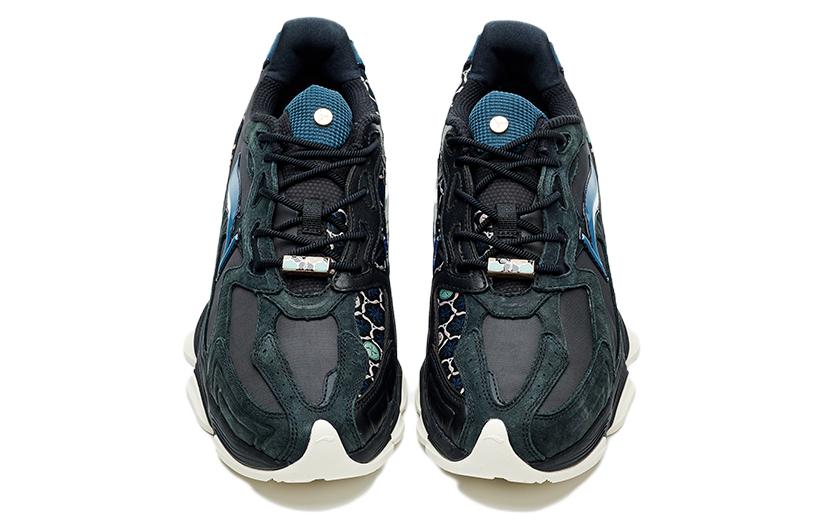 LI-NING 1990 Cushioned Anti-Slip And Wear-Resistant Lightweight Low-Top Running Shoes Men's Black Green