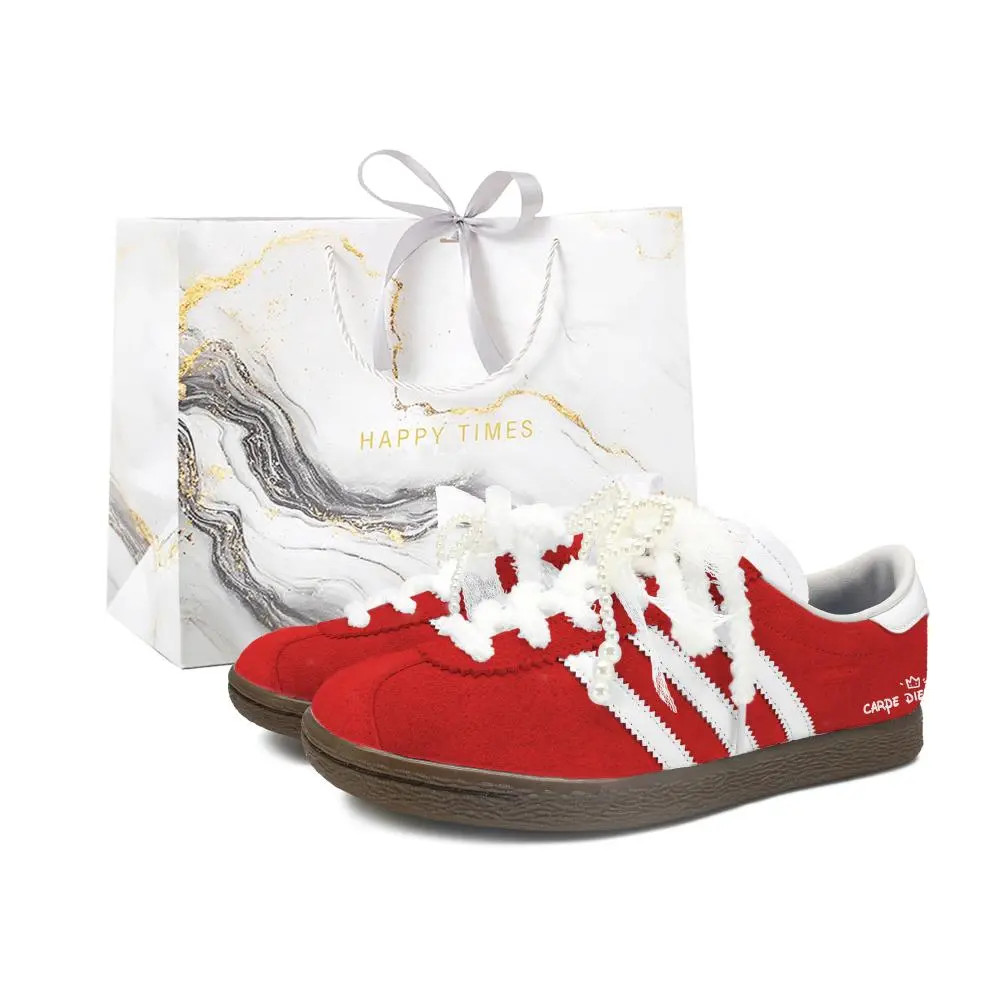 Adidas Originals Stadt Sicily Rubies Box Abrasion Resistant Low top German Army Trainers Women's Red