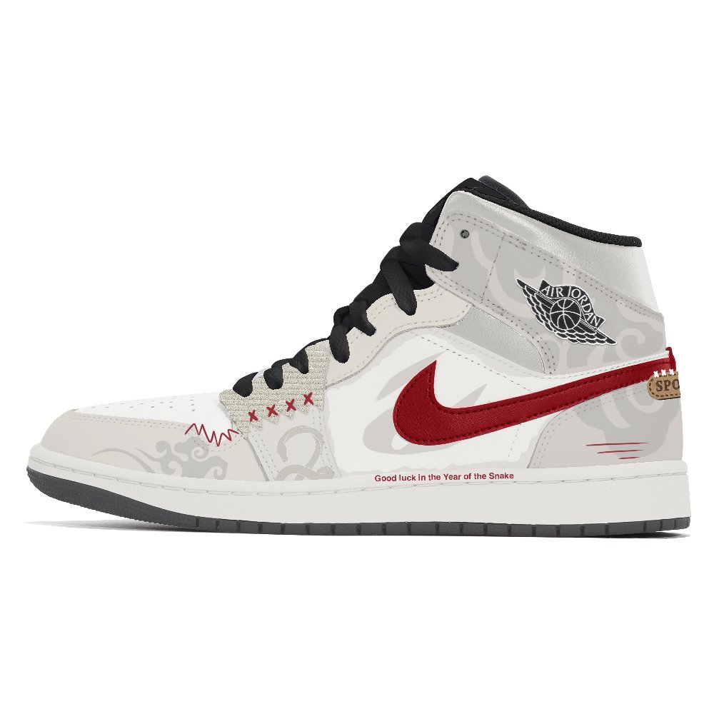 Jordan Air Jordan 1 Abrasion-Resistant Mid-Top Vintage Basketball Shoes Unisex White