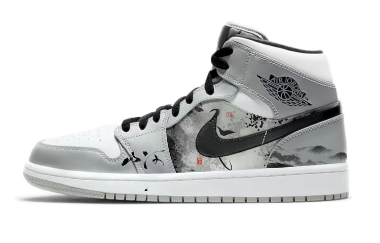 Jordan Air Jordan 1 Mid-Top Vintage Basketball Shoes Men's Gray White