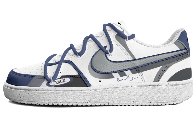 Nike Court Vision 1 Low Abrasion Resistant Low Top Skateboard Shoes Women's Blue Black White