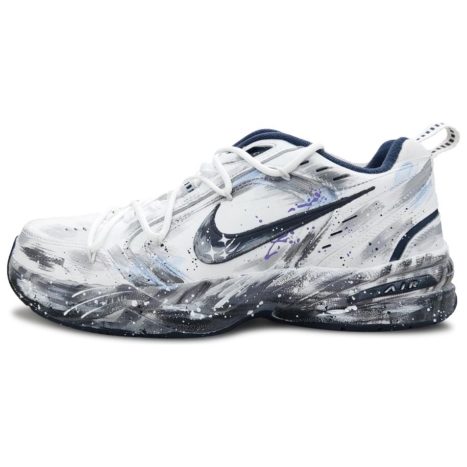 Nike Air Monarch 4 Anti-Slip Wear-Resistant Low-Top Chunky Sneakers Unisex Black White