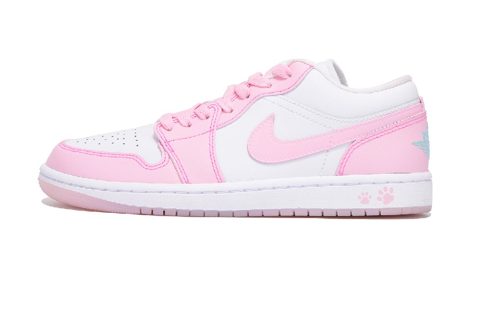 Jordan Air Jordan 1 Slip Resistant And Abrasion Resistant Coverage Low Top Vintage Basketball Shoes Women's Pink White