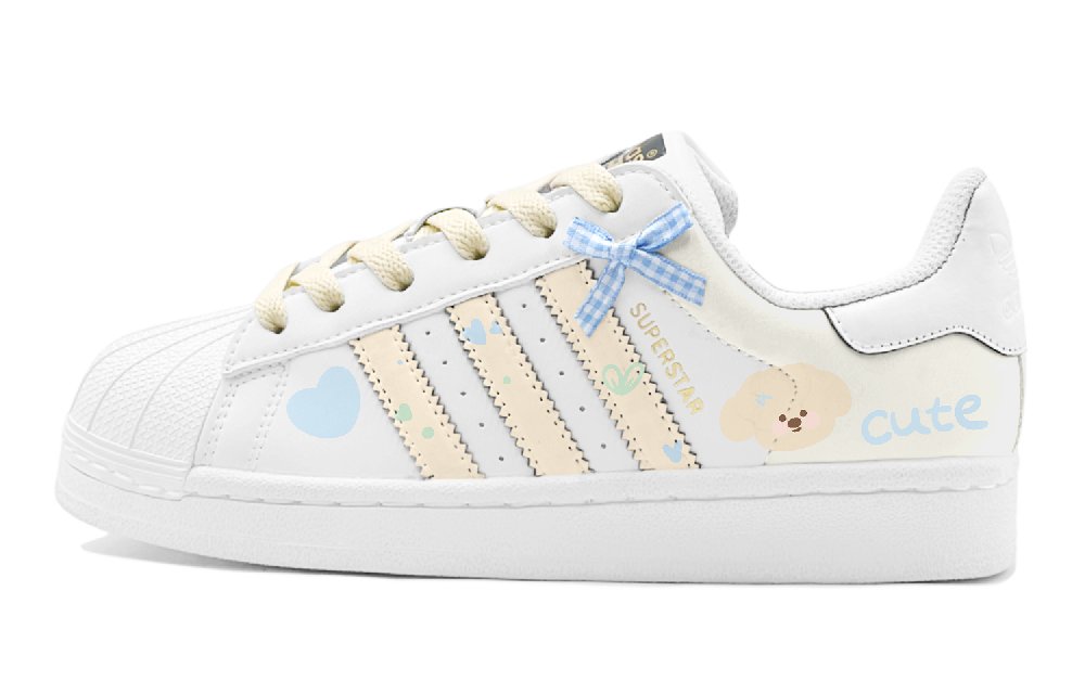 Adidas Originals SUPERSTAR Soy Milk Puppy Playful Ageless Low Top Casual Skateboard Shoes Unisex Beige Yellow