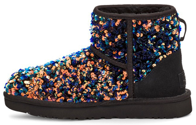 UGG Classic Mini Stellar Sequin Snow Boots Black Women's