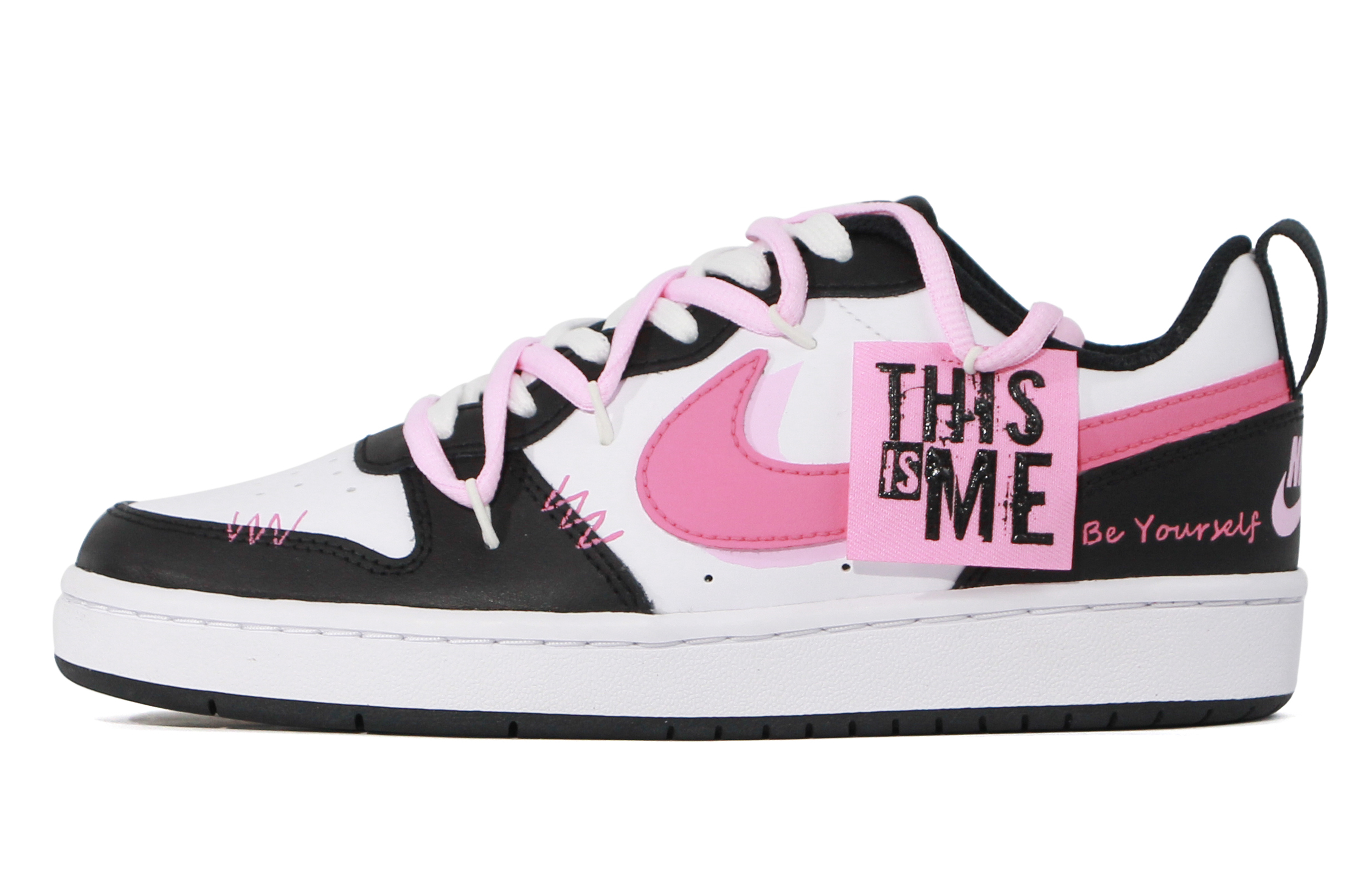 Nike Court Borough Series Low-Top Skateboard Shoes GS Black Pink