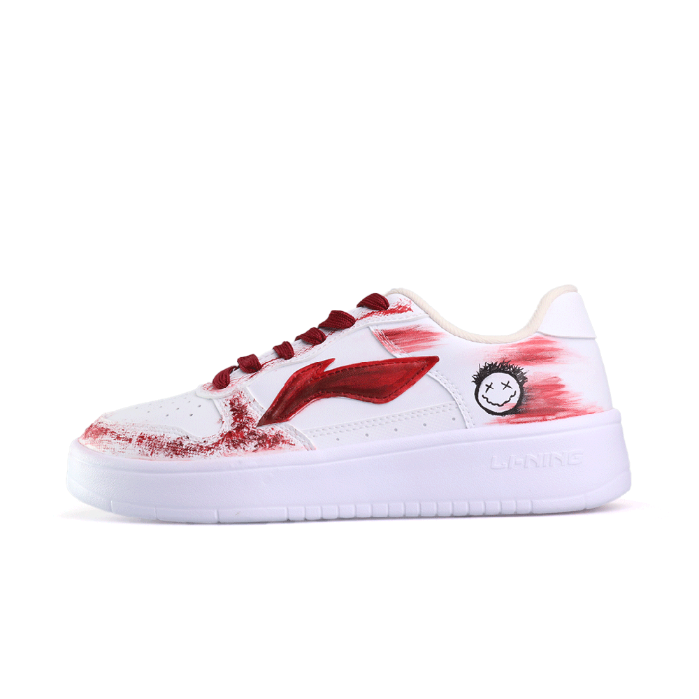 LiNing Pontoon Boats Slip Resistant, Abrasion Resistant, Lightweight Low Top Skateboard Shoes Unisex White Black Red